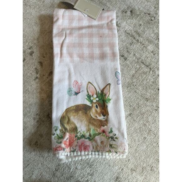 Shabby Chic‎ Set Of 2 Easter Spring Floral Kitchen Towels Bunnies Cotton NWT - Picture 1 of 5